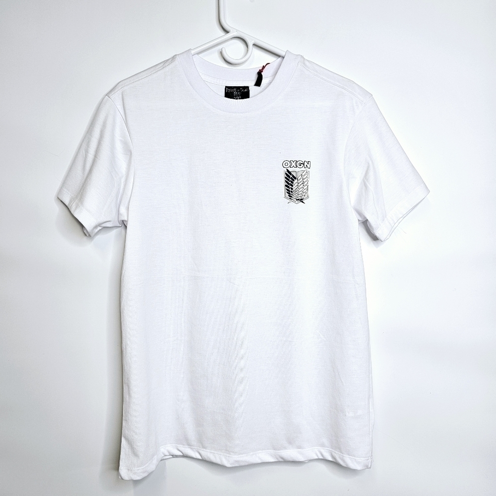 New Oxgn Attack on Titan Anime Graphic Print White Small Unisex T-Shirt